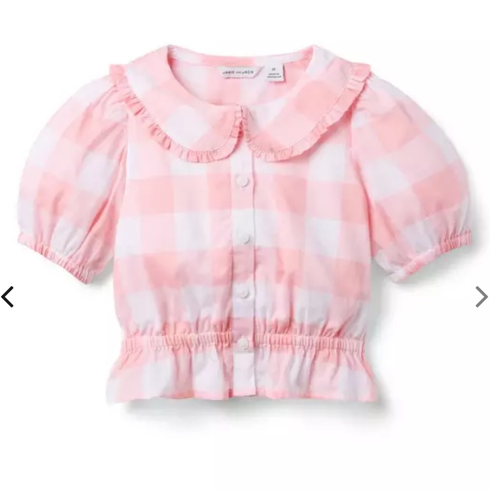 Janie and Jack Pink gingham peplum top